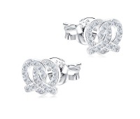 Beautiful Heart With CZ Stone Silver Ear Stud STS-5350